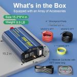 Power Inverter 2000Watt Pure Sine Wave Inverter 12V to 110V 120V AC with PD36W USB-C 40A AC Terminal Blocks Builtin UL Fuse Compatible with Lithium Battery Starlink for Car Off-Grid Solar RV VOLTWORKS