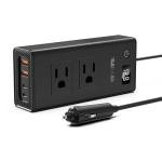 300W Car Voltage Converter Inverter DC 12V to AC 110V Ports Fast Charging Car Charger with Cigarette Lighter Plug with 2 Sockets and 4 USB for Business Trips and Vacation