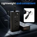 300W Car Voltage Converter Inverter DC 12V to AC 110V Ports Fast Charging Car Charger with Cigarette Lighter Plug with 2 Sockets and 4 USB for Business Trips and Vacation