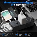 300W Car Voltage Converter Inverter DC 12V to AC 110V Ports Fast Charging Car Charger with Cigarette Lighter Plug with 2 Sockets and 4 USB for Business Trips and Vacation