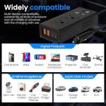 300W Car Voltage Converter Inverter DC 12V to AC 110V Ports Fast Charging Car Charger with Cigarette Lighter Plug with 2 Sockets and 4 USB for Business Trips and Vacation