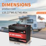 2 Packs 12V 100Ah MINI LiFePO4 Lithium Battery,1280Wh BCI Group 24 Lithium Iron Phosphate Battery 100A BMS 6000+ Cycles,Ideal For RV,Solar Off-Grid Systems,Backup