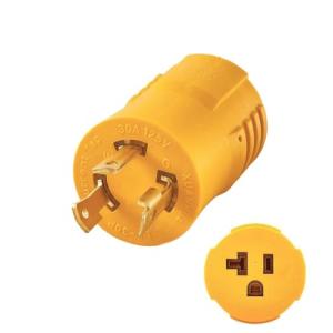 Shore Power Adapter,NEMA L5-30P Male to NEMA 5-15R/5-20R Female RV Generator Adapter, Marine 30 Amp to 110V 15 Amp/120V 20Amp Household Regular Inlet Connector