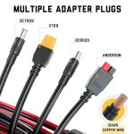 SunJack MC4 Solar Panel to Portable Power Station Adapter Cable, XT60 / Anderson / DC7909 and DC8020 (8mm) Plug Connectors, Charge Solar Powered Generator Battery (12AWG, 10FT/3M)