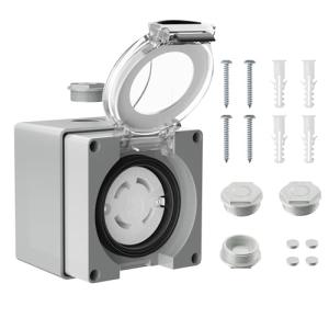 30 Amp Locking Generator Power Inlet Box, NEMA L14-30C Female Power Inlet Box for 4 Prong Generator Cord,Welding Machines,125/250Volt,3750/7500Watts,IP66 Outdoor Dustproof and Weatherproof,Outdoor Use