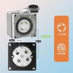 30 Amp Locking Generator Power Inlet Box, NEMA L14-30C Female Power Inlet Box for 4 Prong Generator Cord,Welding Machines,125/250Volt,3750/7500Watts,IP66 Outdoor Dustproof and Weatherproof,Outdoor Use