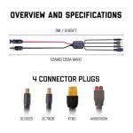 SunJack MC4 Solar Panel to Portable Power Station Adapter Cable, XT60 / Anderson / DC7909 and DC8020 (8mm) Plug Connectors, Charge Solar Powered Generator Battery (12AWG, 10FT/3M)