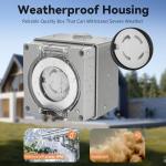 30 Amp Locking Generator Power Inlet Box, NEMA L14-30C Female Power Inlet Box for 4 Prong Generator Cord,Welding Machines,125/250Volt,3750/7500Watts,IP66 Outdoor Dustproof and Weatherproof,Outdoor Use