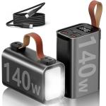 140W Laptop Portable Charger Power Bank 50000mAh(185Wh), Power Station PD 3.1 QC4.0 Fast Charging External Battery Pack Aluminium alloy with 4 Outputs USB-C LED Light for Outdoor Emergency-Gray