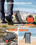 BLAVOR 45W Solar Charger Power Bank 20000mAh Wireless Portable Charger Built-in Cables, PD QC Fast Charging Battery Pack with USB-C for iPhone, Samsung, Dual Flashlight & Carabiner for Camping, Hiking