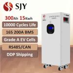 SaiJiaoYang 15kwh Lifepo4 48V 300Ah Lithium Battery, Build in 16S 200A BMS Deep Cycle with CAN and RS485 Communication Interface, Ideal for Home Energy Storage, RV, Solar, Off-Grid 51.2V 300Ah