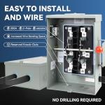 200A Generator Transfer Switch,48000W General-Duty Double-Throw Safety Switch,120/240-Volt,Stronger&Stability,Meeting NEMA 3R Standards for Outdoor and Indoor