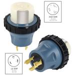ElecStream Tech NEMA L5-30P to SS2-50R，Shore Power Adapter Generator 30A to Marine 50A with Locking Ring Pacfic Blue