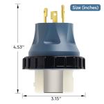 ElecStream Tech NEMA L5-30P to SS2-50R，Shore Power Adapter Generator 30A to Marine 50A with Locking Ring Pacfic Blue