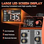 FEIFANKE 135A MIG Welder, Potable Stick/Lift TIG/Flux Core MIG 3 In 1 Multiprocess Flux Core Welding Machine 110V Large LED Display Inverter Welder Full Kit