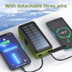 Solar Charger Power Bank 63200mAh, Portable Charger with Dual Outputs & Dual Inputs 4 LEDs Flashlight, Hand Crank Power Bank Fast Charging Battery Pack for Outdoor Camping Survival Gear (army green)