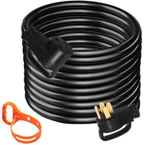VEVOR 50 FT 50 Amp RV Extension Cord NEMA N14-50P to N14-50R, 125 / 250V Heavy Duty STW 6/3+ 8/1 RV Power Cord, for EV Charging and RV Trailer Campers