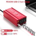 400W Peak Clipped Sine Wave Car Power Inverter DC 12V to AC(2 Outlets) 110V Car Charger Plug Adapter Power Converter with PD3.0 & QC18W Dual USB Charging Ports