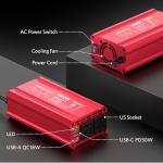 400W Peak Clipped Sine Wave Car Power Inverter DC 12V to AC(2 Outlets) 110V Car Charger Plug Adapter Power Converter with PD3.0 & QC18W Dual USB Charging Ports
