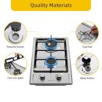 Hothit 2 Burner Propane Gas Cooktop, 12" Inch LPG/NG Dual Fuel Built-in Gas Stove Top, Stainless Steel Electronic Ignition Gas Hob for Apartment, Outdoor, RVs(L12"×W20")…