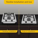 Hothit 2 Burner Propane Gas Cooktop, 12" Inch LPG/NG Dual Fuel Built-in Gas Stove Top, Stainless Steel Electronic Ignition Gas Hob for Apartment, Outdoor, RVs(L12"×W20")…