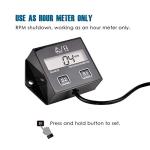 Runleader Digital Hour Meter Tachometer, Maintenance Reminder, Battery Replaceable, Automatically shutdown, Use for ZTR Lawn Mower Tractor Generator Marine Snowmobile.