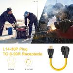 Rophor Welder Adapter Plug Cord, L14-30P Twist-Lock Male to 6-50R Female, 4 Prong to 3 Prong Generator to Welder Adapter Power Cord, 1.5FT