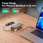 Solar Charger Power Bank 73200mAh, Portable Laptop Charger with 100W USB-C in/Output, Built-in Cables, Hand Crank Power Bank for Mobile Phones, Ideal for Outdoor Use with SOS/Strobe/Strong (orange)