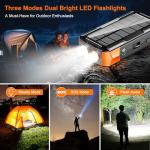 Solar Charger Power Bank 73200mAh, Portable Laptop Charger with 100W USB-C in/Output, Built-in Cables, Hand Crank Power Bank for Mobile Phones, Ideal for Outdoor Use with SOS/Strobe/Strong (orange)