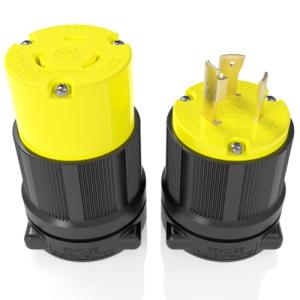 Journeyman-Pro NEMA L6-30 Plug & Connector Set, NEMA L6-30R & L6-30P, 30A, 250V, Locking Socket, Black Industrial Grade, Grounding 7500 Watts Generators (L6-30PR Plug Set)