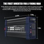 4000W Pure Sine Wave Inverter,Peak Power 8000W 12V DC to AC 110V120V,Remote Control with 2AC Outlets and USB Port,LED Display for Power Converter,Outdoor Activities,Emergency,Vehicles Truck RV Solar