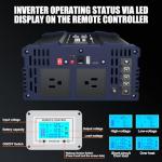 4000W Pure Sine Wave Inverter,Peak Power 8000W 12V DC to AC 110V120V,Remote Control with 2AC Outlets and USB Port,LED Display for Power Converter,Outdoor Activities,Emergency,Vehicles Truck RV Solar