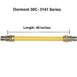 Dormont 30C Series SafetyShield Coated Stainless Steel Standard Gas Connector w/Bag, 5/8" OD x 1/2" ID x 48" L, No-Neck Design, 1/2" MIP x 3/4" MIP Adapters, Yellow Coating, CSA Certified