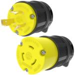 Journeyman-Pro NEMA L6-30 Plug & Connector Set, NEMA L6-30R & L6-30P, 30A, 250V, Locking Socket, Black Industrial Grade, Grounding 7500 Watts Generators (L6-30PR Plug Set)