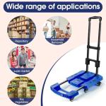 Voipvvii Folding Hand Truck 500lbs, Portable Heavy Duty Dolly Cart, 6 Wheels Collapsible Luggage Cart with 2 Elastic Ropes - Compact Trolley Cart for Easy Moving - Ideal Hand Cart for Travel and More