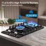 Amzgachfktch 12 Inch Gas Cooktop 2 Burner, Propane Stove Top With Thermocouple Protection, LPG/NG Dual Fuel Built-in Tempered Glass for Apartment, Indoor, RV