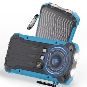 Luvknit Solar Charger Power Bank 20,000mAh Portable Wireless Charger, Fast Charging External Battery Bank with 6 Outputs for Cell Phones, Portable Solar Panel with Dual Flashlight for Camping