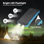 Luvknit Solar Charger Power Bank 20,000mAh Portable Wireless Charger, Fast Charging External Battery Bank with 6 Outputs for Cell Phones, Portable Solar Panel with Dual Flashlight for Camping