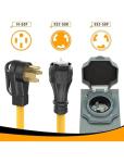E-SDS 50 Amp Generator Cord and Power Inlet Box Waterproof Kit, 125/250 Volt 50 Amp Inlet Box with 15FT NEMA14-50P/SS2-50R Extension Cord for RV Camper and Generator to House