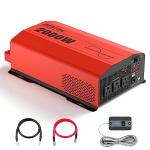 BESTEK 2000 Watt Pure Sine Wave Power Inverter 12V DC to 110V/120V AC Converter for Home, RV, Truck, Off-Grid Solar Power 3 AC Outlets Car Inverter with One 2 USB Port Type-C with Remote Control