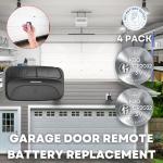 Garage Door Opener Battery - 4 Pack CR2032 Button Lithium 3V | Replacement Power for Major Remotes, Keypads, Sensors