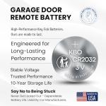 Garage Door Opener Battery - 4 Pack CR2032 Button Lithium 3V | Replacement Power for Major Remotes, Keypads, Sensors