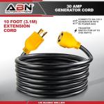 ABN 30 AMP Generator Cord – 10ft Heavy Duty Extension Cord Lock Plug, STW 3 Prong Locking Twist Plug RV Power Cord