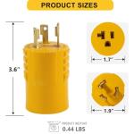 30 Amp Shore Power Adapter - NEMA L5-30P to 5-15R/5-20R Twist Lock Plug RV & Marine Generator Connector, 110V/120V Household Outlet Converter with 3-Prong Locking Safe and Reliable Power Supply