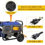 30 Amp Shore Power Adapter - NEMA L5-30P to 5-15R/5-20R Twist Lock Plug RV & Marine Generator Connector, 110V/120V Household Outlet Converter with 3-Prong Locking Safe and Reliable Power Supply