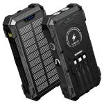 Sudrov Solar Charger Power Bank, 42800mAh Wireless Portable Charger with USB-C in/Output, QC3.0 Fast Charging 15W 4 Ports Outdoor Battery Pack Built-in Dual Led Flashlights for iPhone Samsung etc