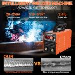 Super Mini Stick Welder Machine,110V 250A ARC Portable MMA Welding Machine for Beginners,Welding Machine with 10pcs Welding Rod Tools,IGBT Inverter Welder,Hot Start Arc Force Anti-stick (Orange)