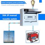 50A Generator Transfer Switch, Manual Transfer Switch 120/240V 12000W Capacity Tailor-Made for Portable Generator. 50A 3P Dual Power Manual