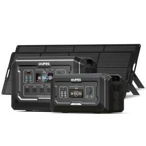 OUPES Mega 2 Power Station with 2 * 240W Panels & B2 Extra Battery, Expand Capacity from 2048Wh to 4096Wh, Solar Generator for Home Backup, Emergency, Outdoor Camping