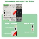 100A Automatic Transfer Switch for Home Generator - AC 220V 2 Pole ATS with CB, Dual Power Changeover Transfer Switch with Metal Inlet Box for Indoor (100A-2P)